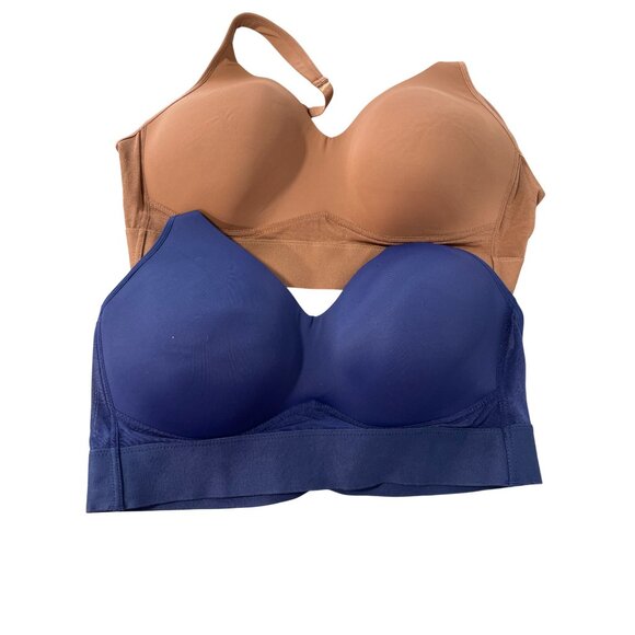 Rhonda Shear 2 Pack Molded Cup Bra with Wrap Back Size 1X Mahogany Navy 635.16 - Picture 2 of 9